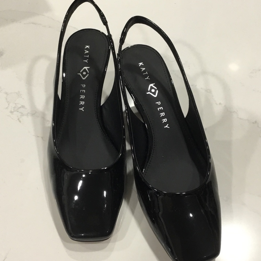 Katy Perry Collections Glossy Black Slingback Heels